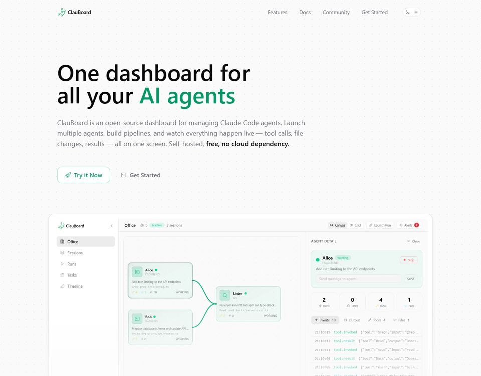 clauboard.dev - Website von Webihooldus