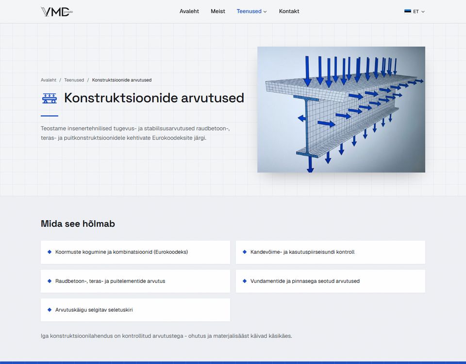 vmdprojekt.ee - Webihoolduse loodud koduleht