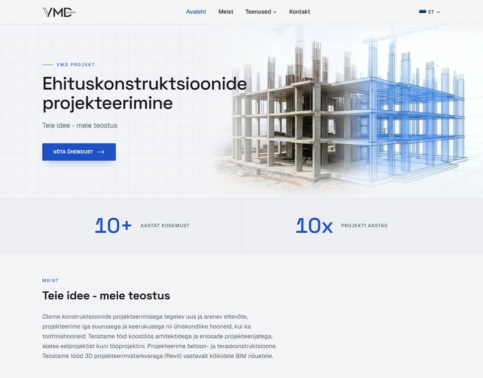 vmdprojekt.ee - website by Webihooldus